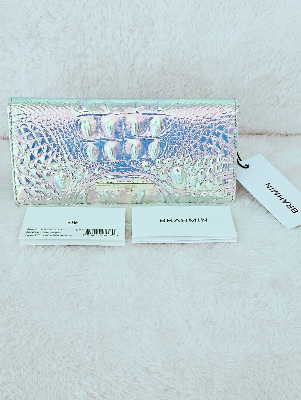 NWT Brahmin SILVER AFTERGLOW  w/Ady Wallet